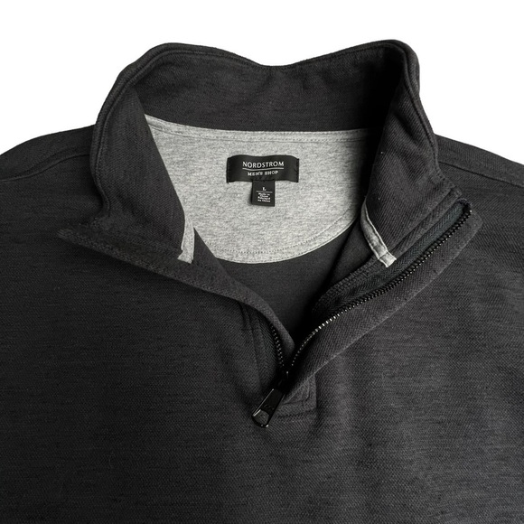 Nordstrom Men's Shop Sweater Charcoal Gray 1/4 Zip Pullover Size Large Knit Soft - Picture 2 of 8